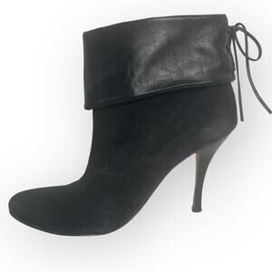 dolce vita black suede booties, womens size 6.5 leather high heel ankle boots